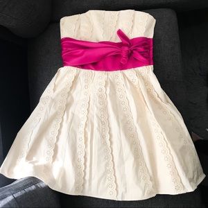 Betsey Johnson ivory & pink layered cocktail dress